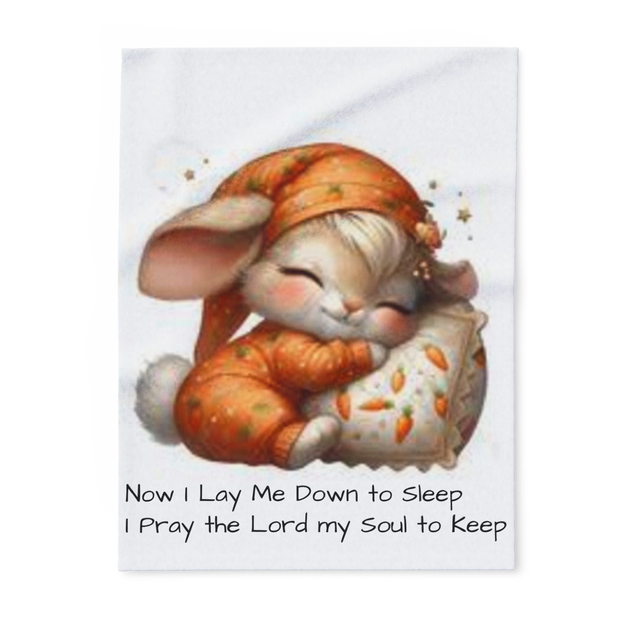 Arctic Fleece Blanket — Cute Sleeping Bunny with 'Now I Lay Me Down to Sleep' Prayer