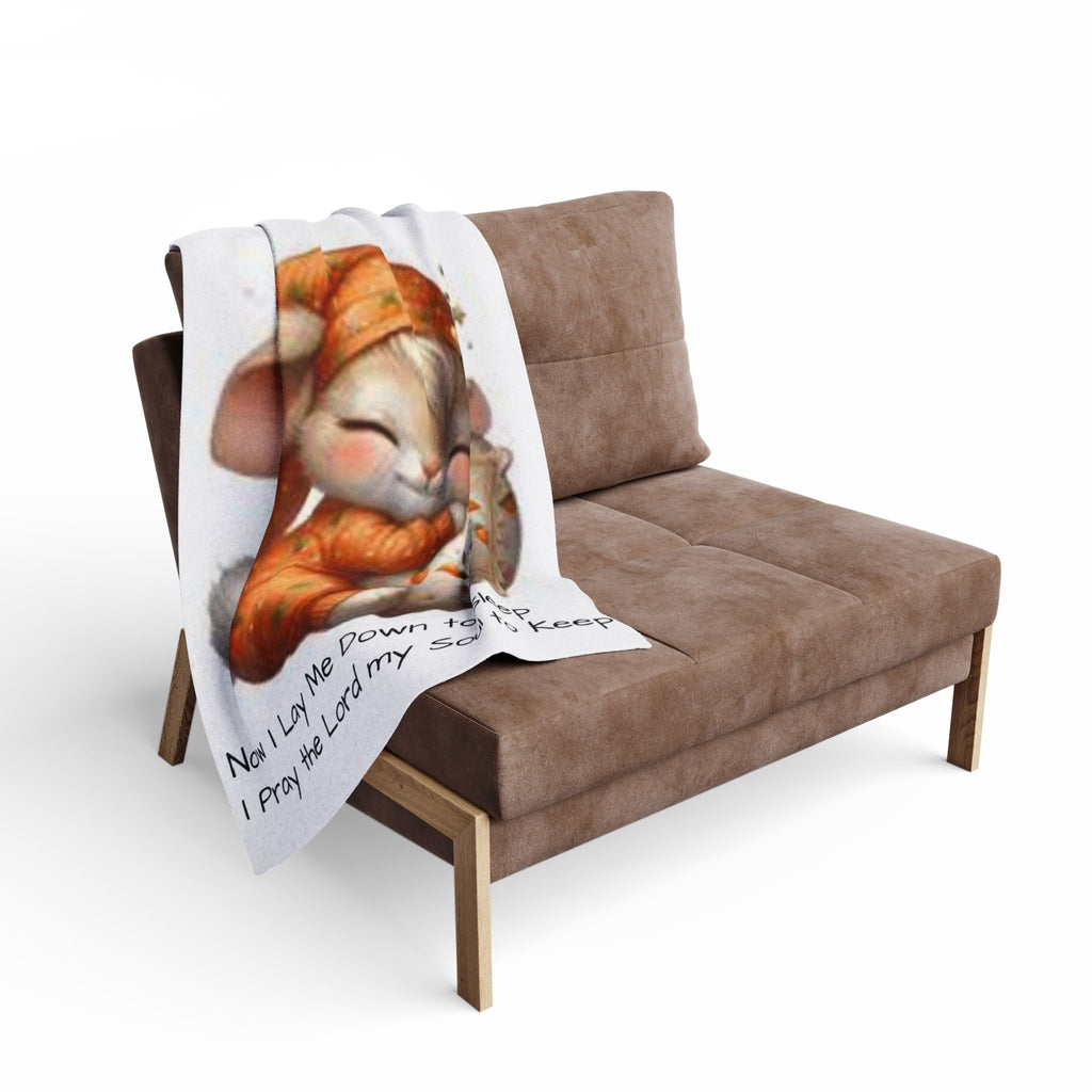 Arctic Fleece Blanket — Cute Sleeping Bunny with 'Now I Lay Me Down to Sleep' Prayer