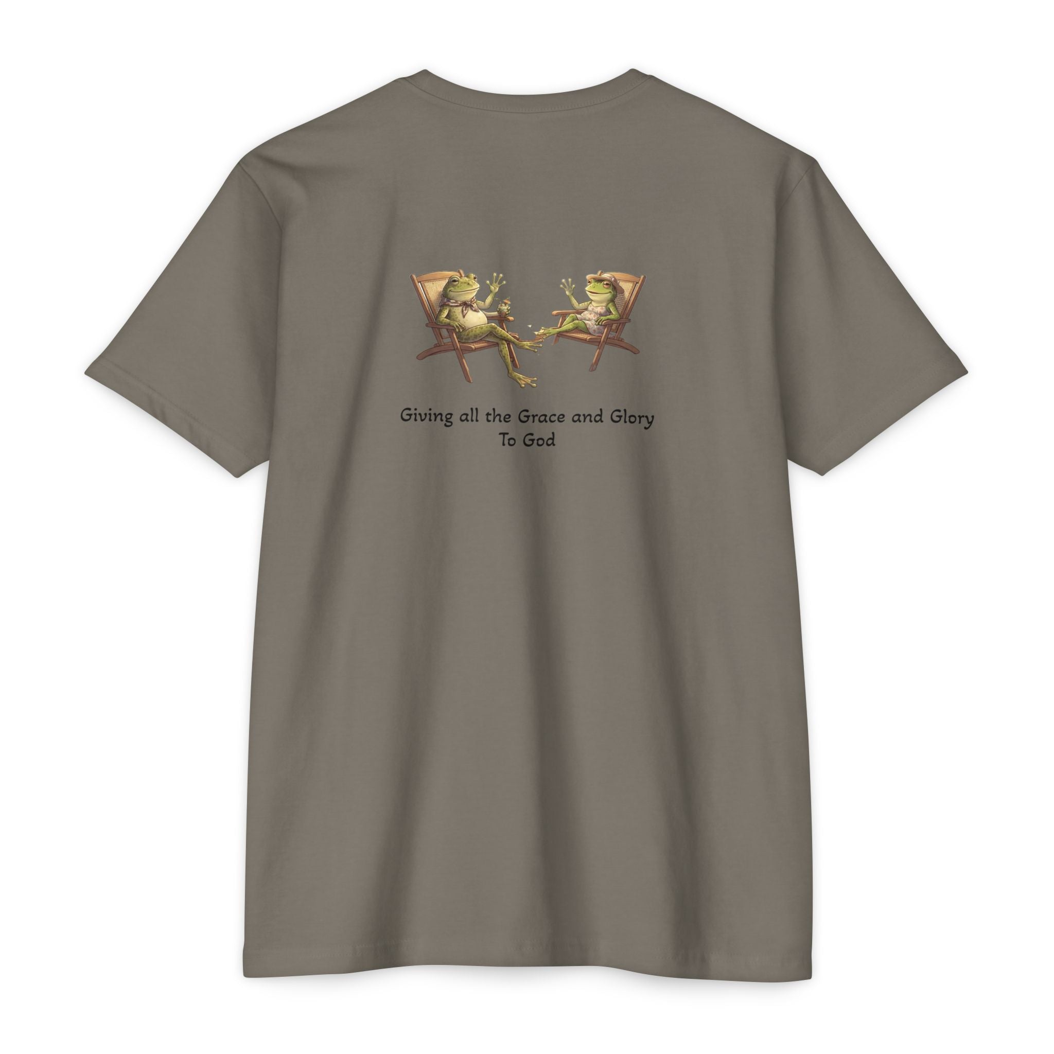 Christian Frog Relaxation Tee — "Giving all the Grace and Glory to God"