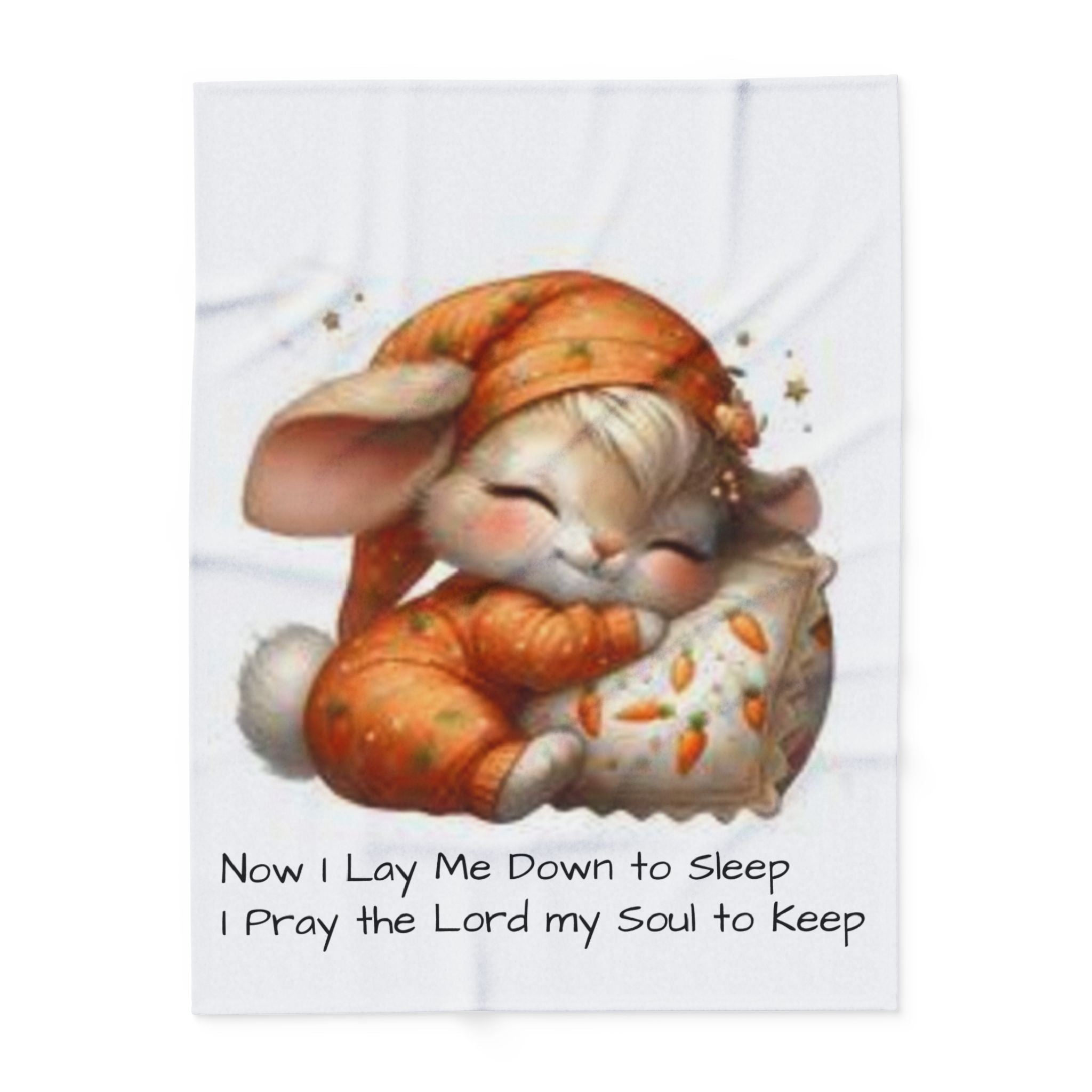 Arctic Fleece Blanket — Cute Sleeping Bunny with 'Now I Lay Me Down to Sleep' Prayer