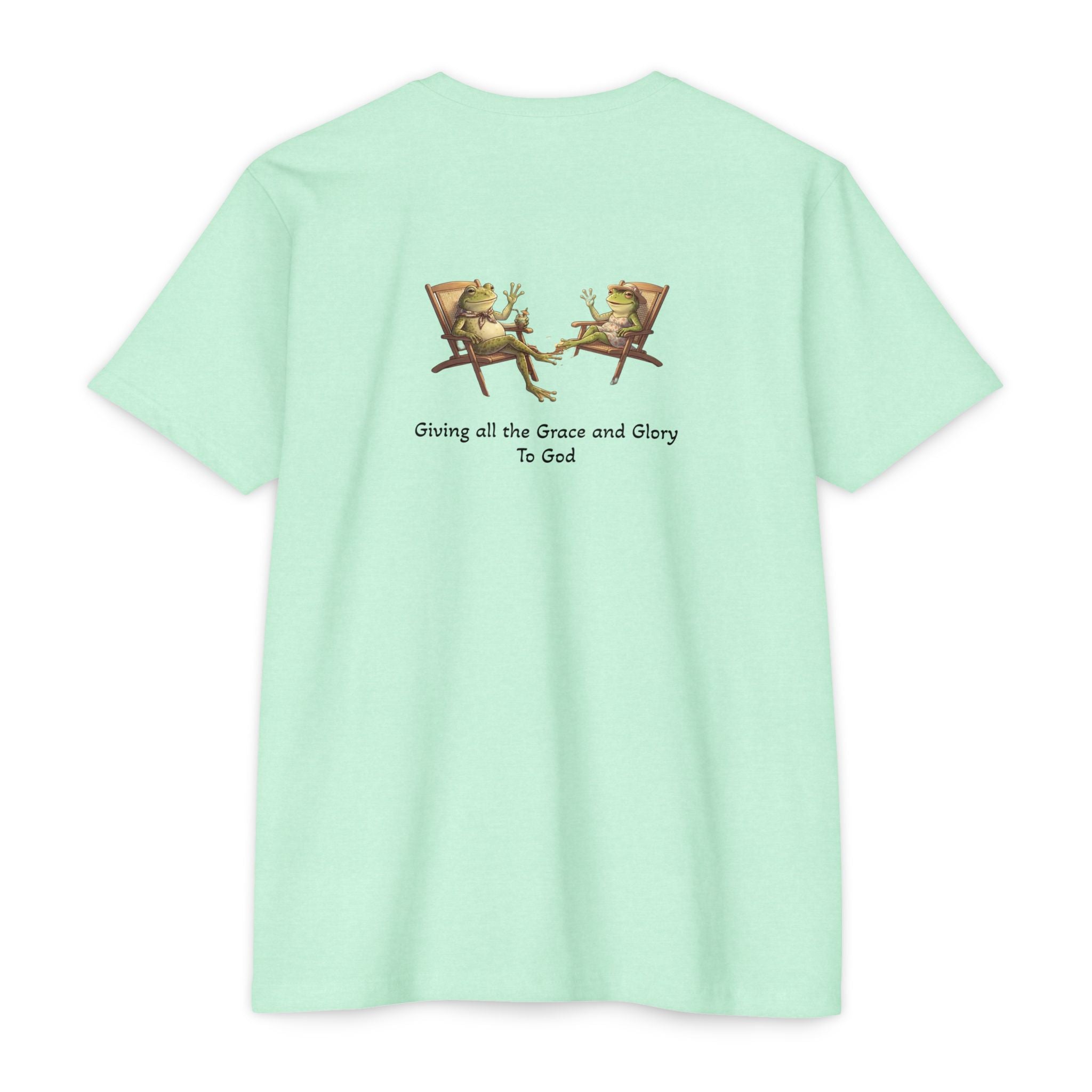 Christian Frog Relaxation Tee — "Giving all the Grace and Glory to God"
