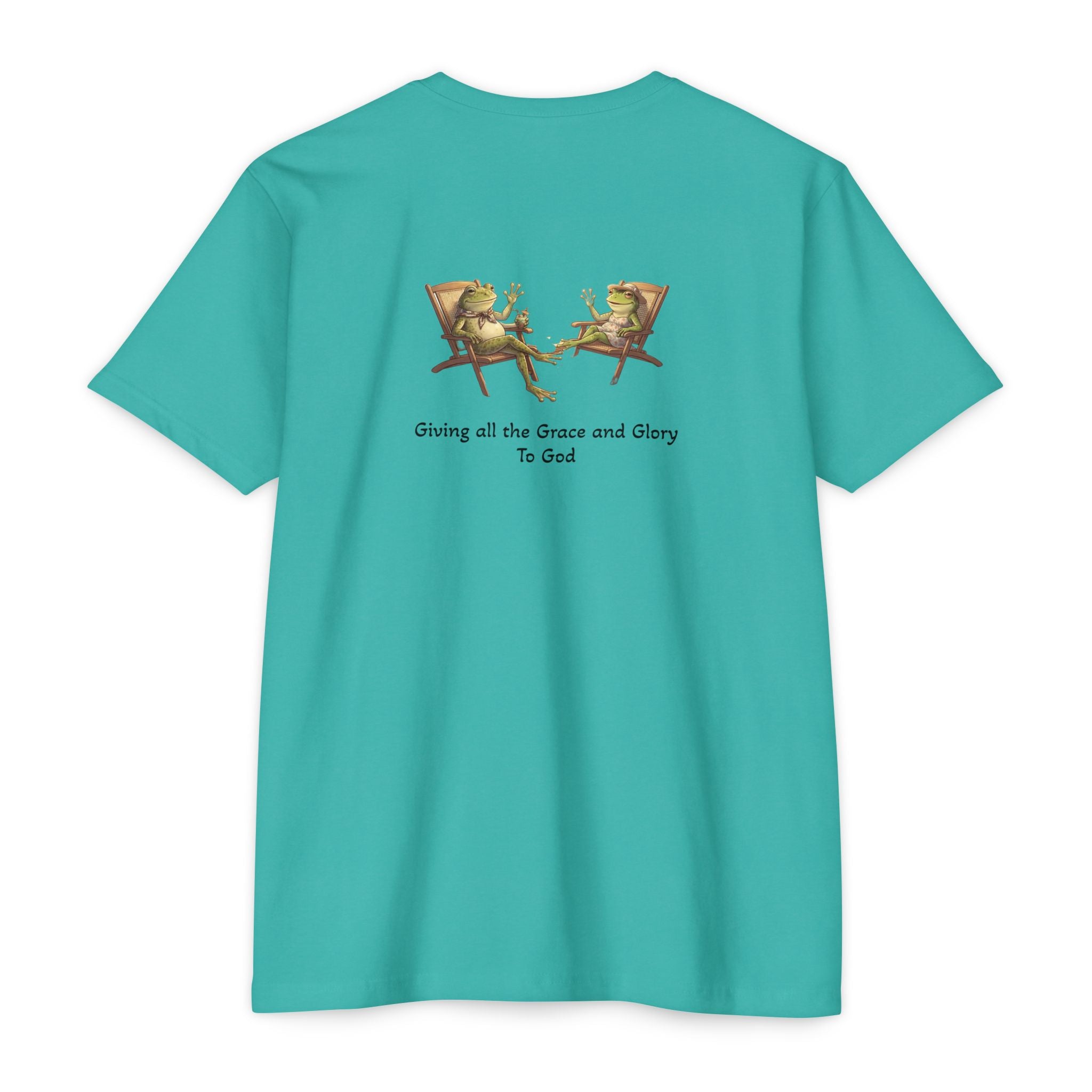 Christian Frog Relaxation Tee — "Giving all the Grace and Glory to God"