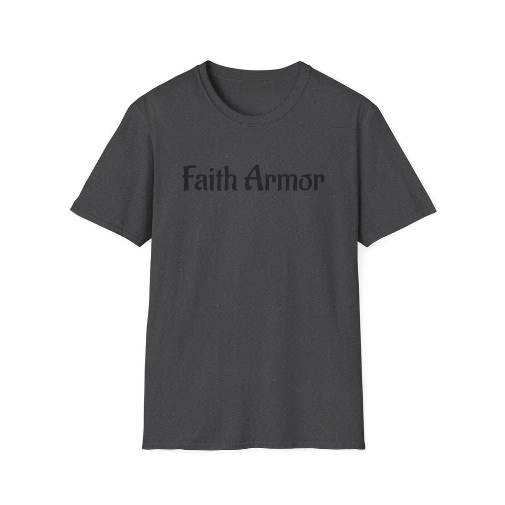 Minimalist White T‑Shirt with Subtle 'With Armor' Chest Text — Casual Everyday Tee