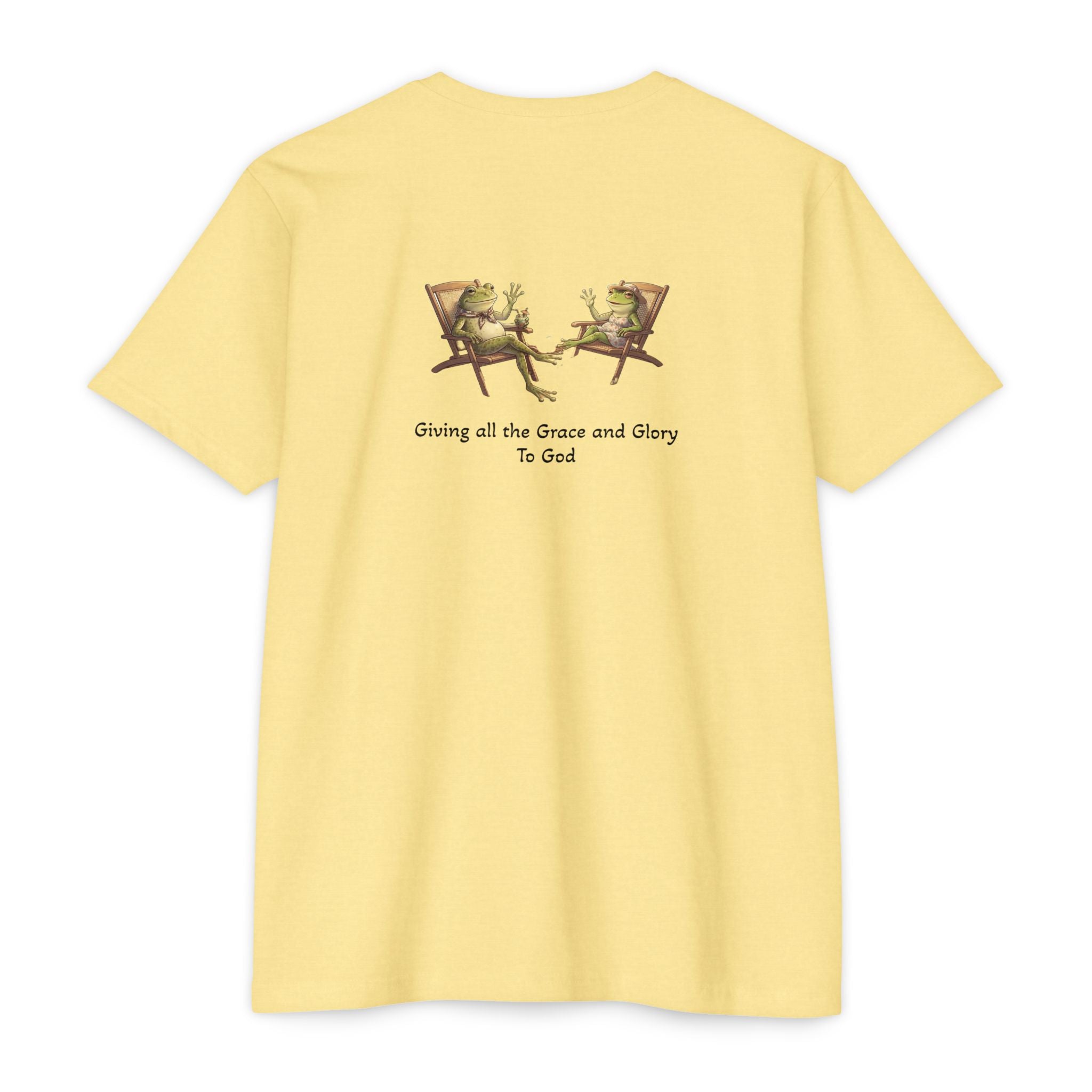 Christian Frog Relaxation Tee — "Giving all the Grace and Glory to God"