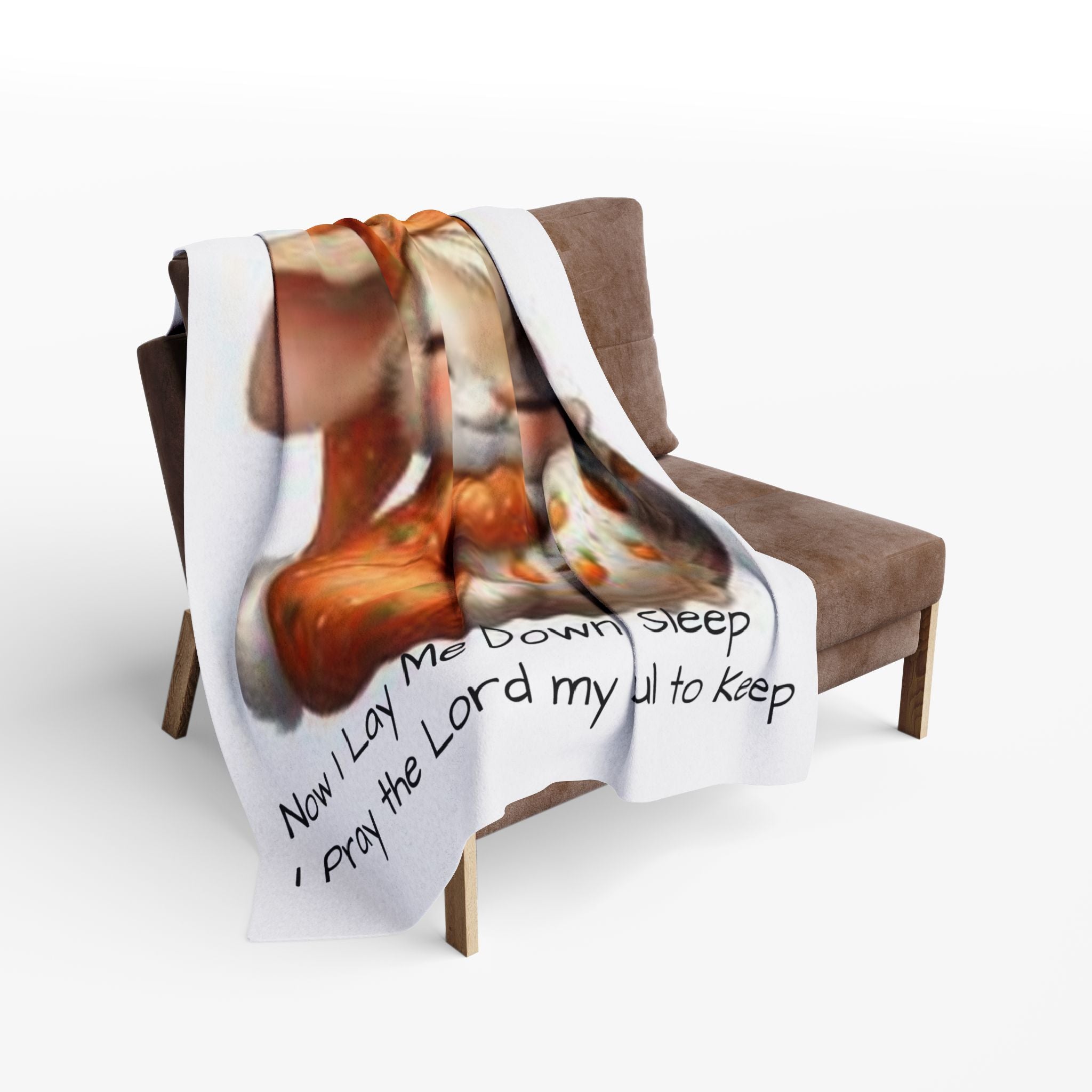 Arctic Fleece Blanket — Cute Sleeping Bunny with 'Now I Lay Me Down to Sleep' Prayer
