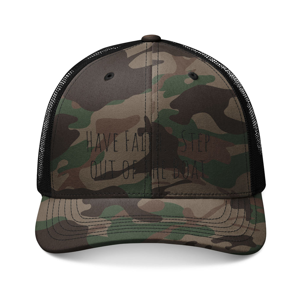 Camo Trucker Cap — Embroidered 'Armor' Military-Style Mesh Hat