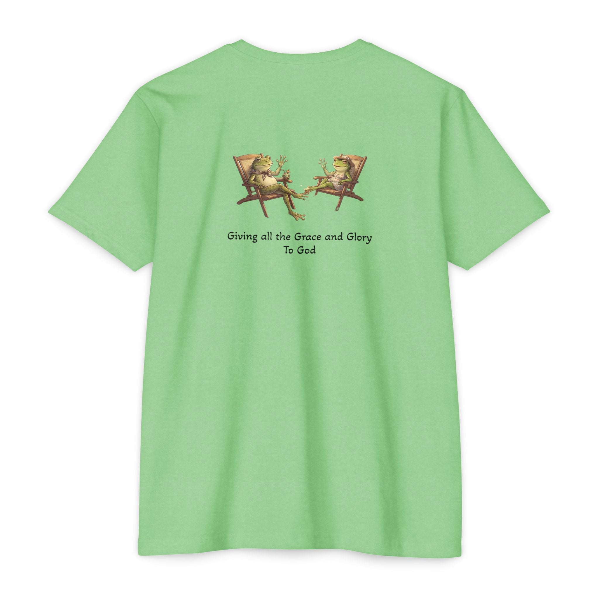 Christian Frog Relaxation Tee — "Giving all the Grace and Glory to God"