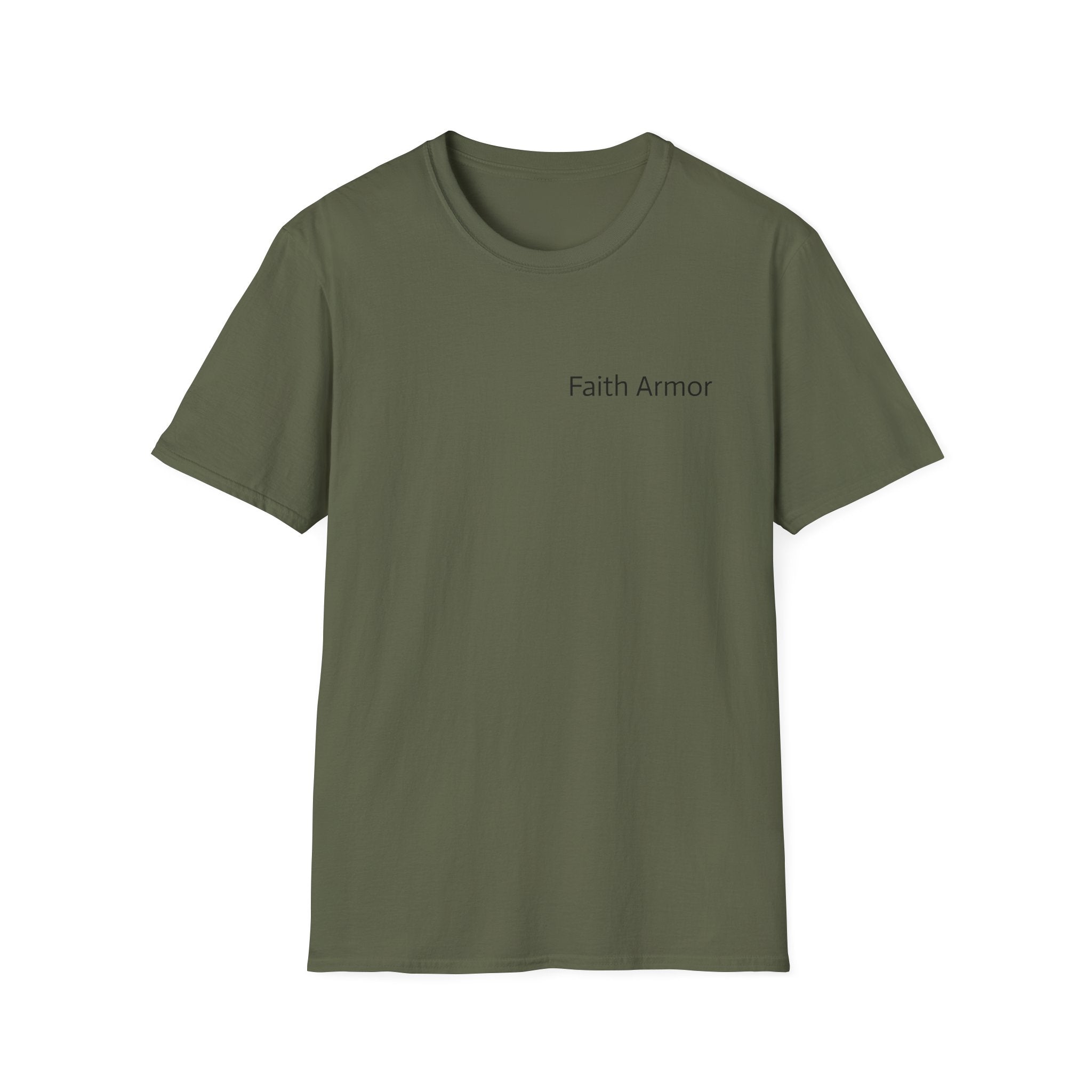 Minimalist White T‑Shirt with Subtle 'With Armor' Chest Text — Casual Everyday Tee