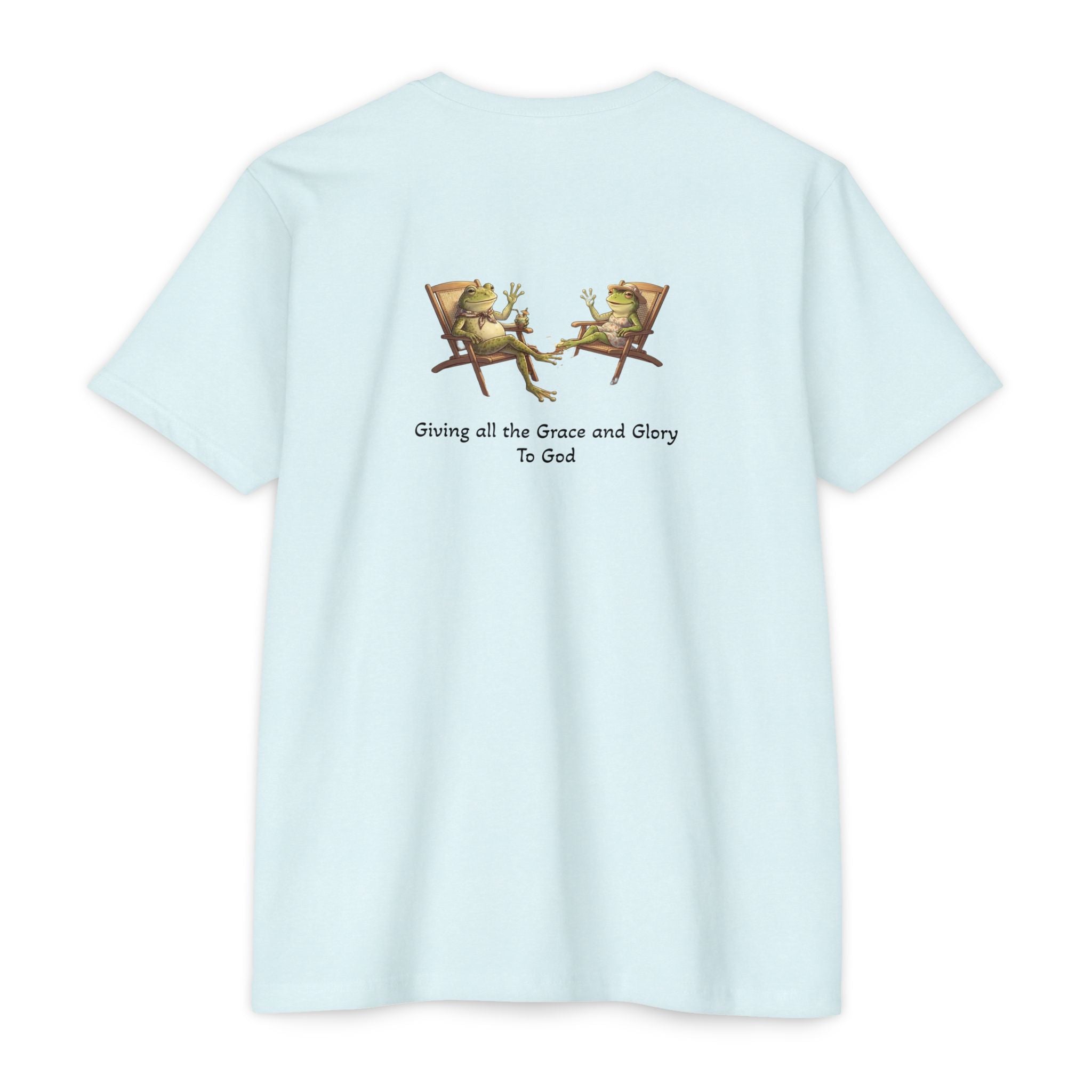 Christian Frog Relaxation Tee — "Giving all the Grace and Glory to God"