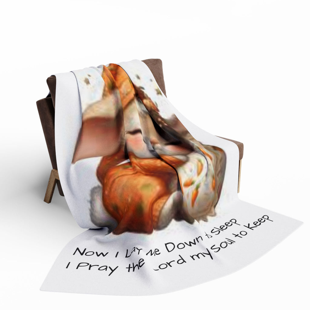Arctic Fleece Blanket — Cute Sleeping Bunny with 'Now I Lay Me Down to Sleep' Prayer