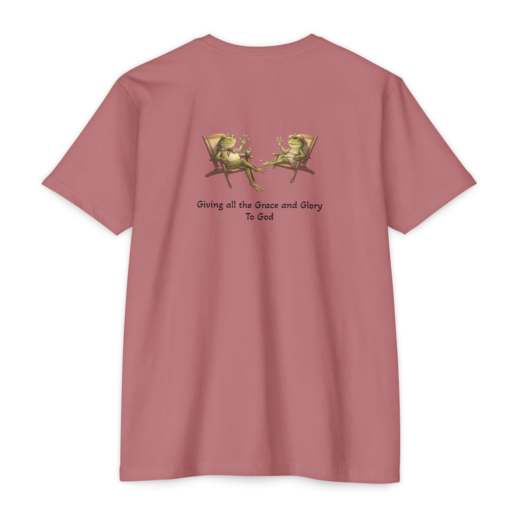 Christian Frog Relaxation Tee — "Giving all the Grace and Glory to God"