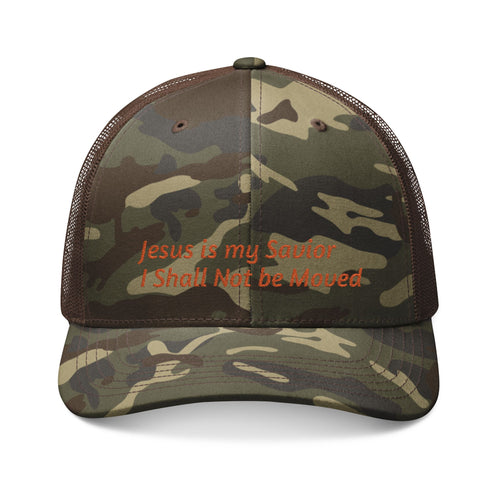 Camo Trucker Cap — Embroidered 'Armor' Military-Style Mesh Hat