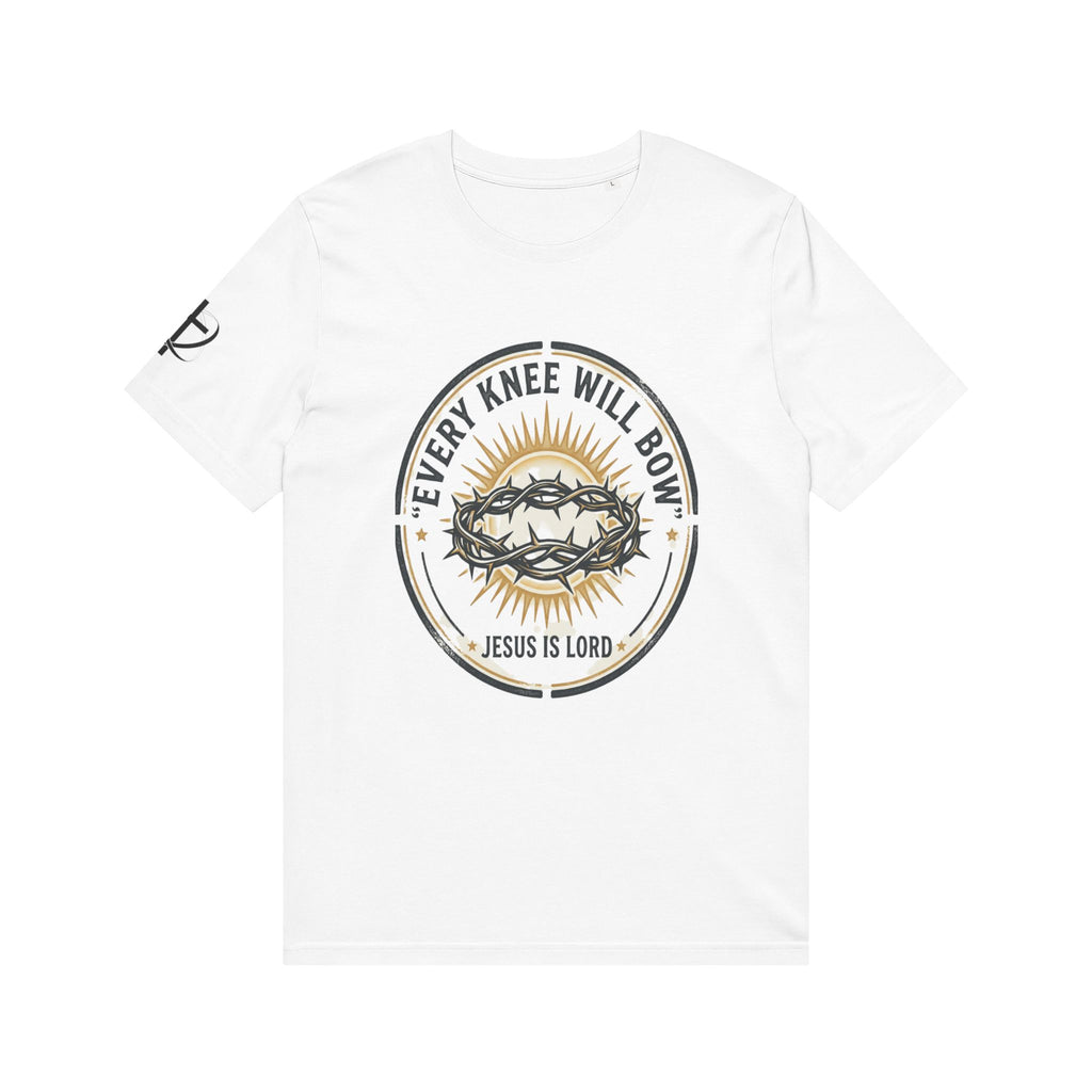 Every Knee Will Bow T‑Shirt — Christian Faith Tee with Crown of Thorns (Jesus Is Lord)
