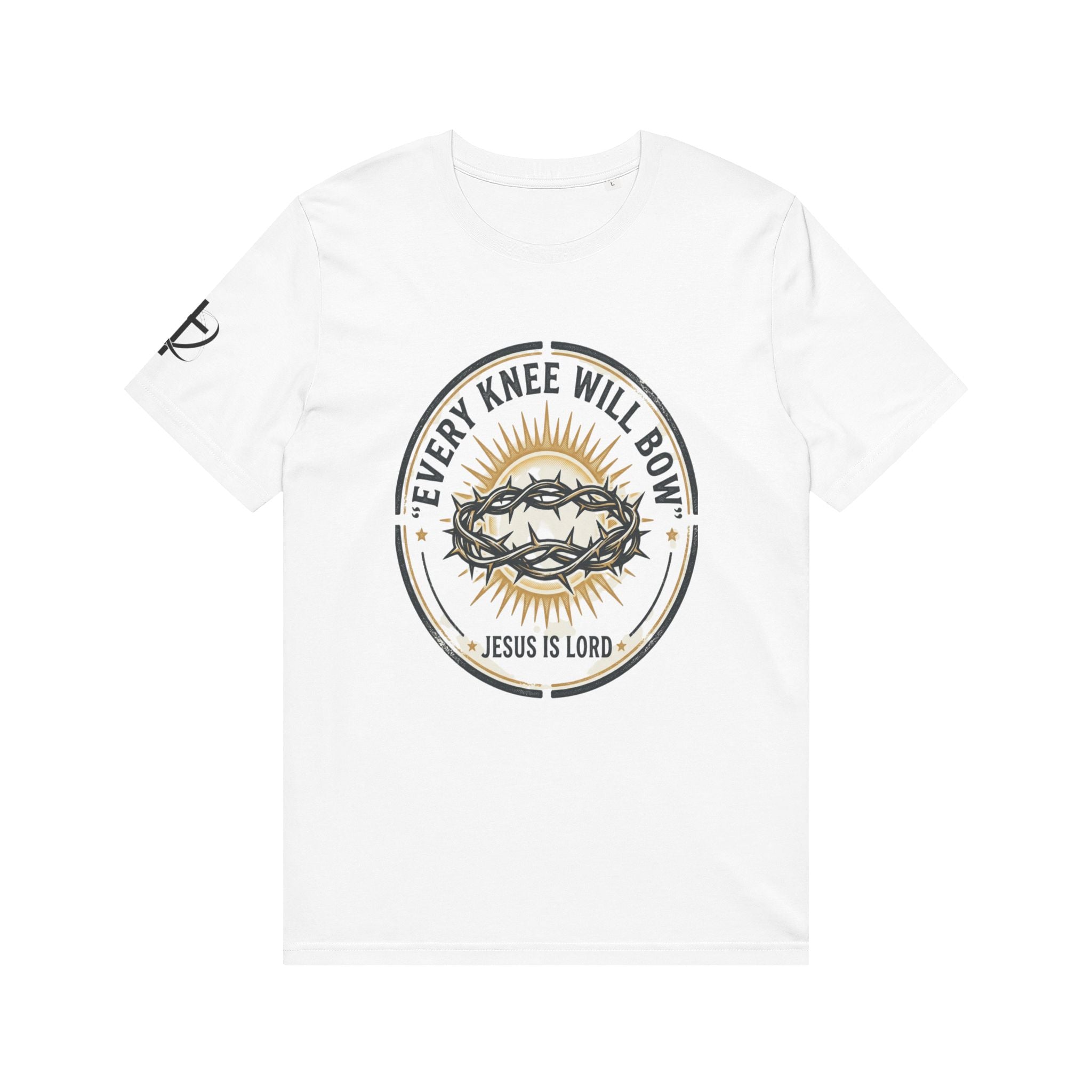 Every Knee Will Bow T‑Shirt — Christian Faith Tee with Crown of Thorns (Jesus Is Lord)