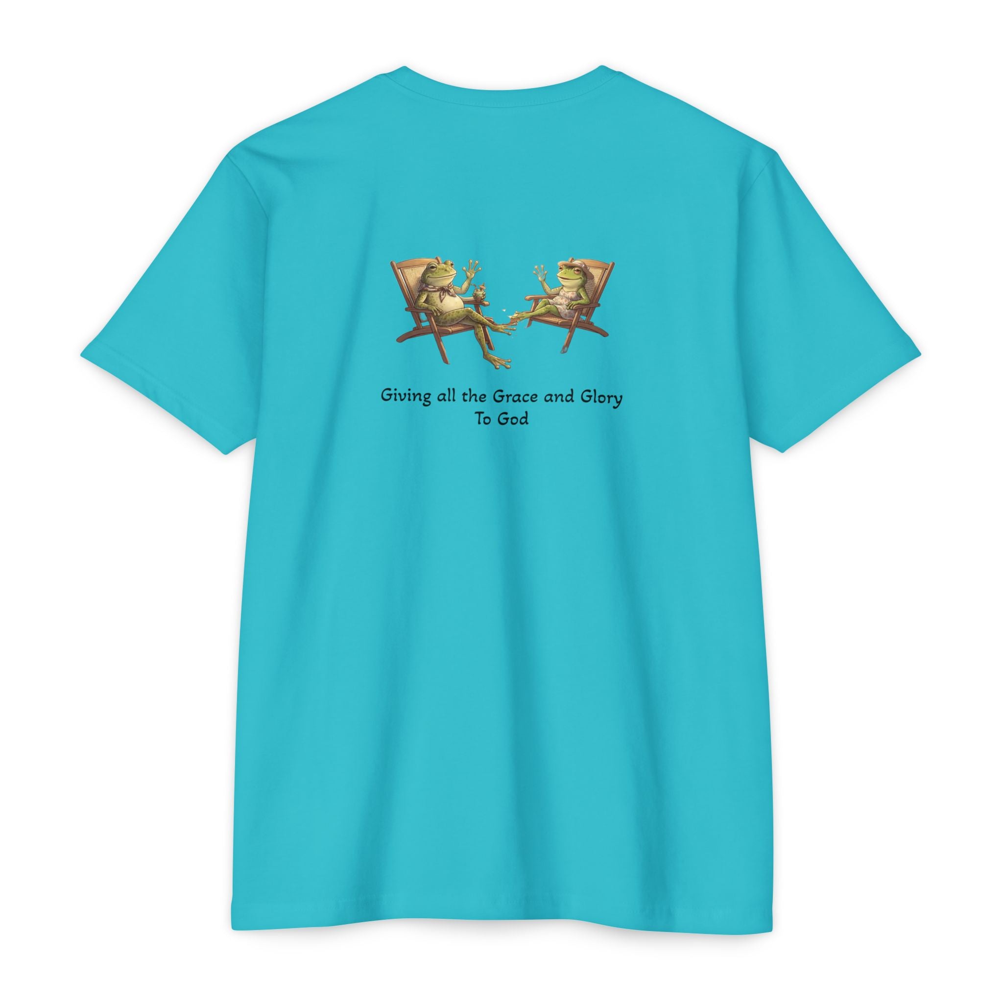 Christian Frog Relaxation Tee — "Giving all the Grace and Glory to God"