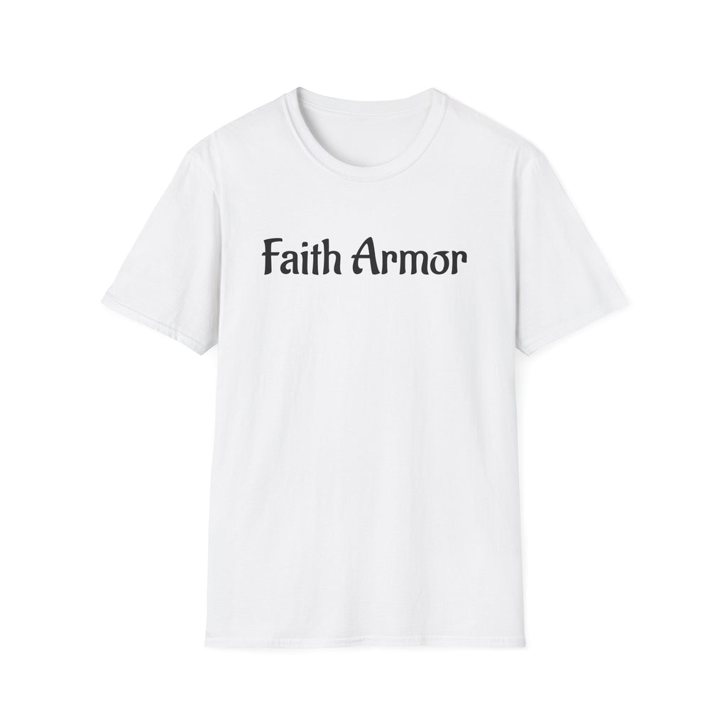 Minimalist White T‑Shirt with Subtle 'With Armor' Chest Text — Casual Everyday Tee