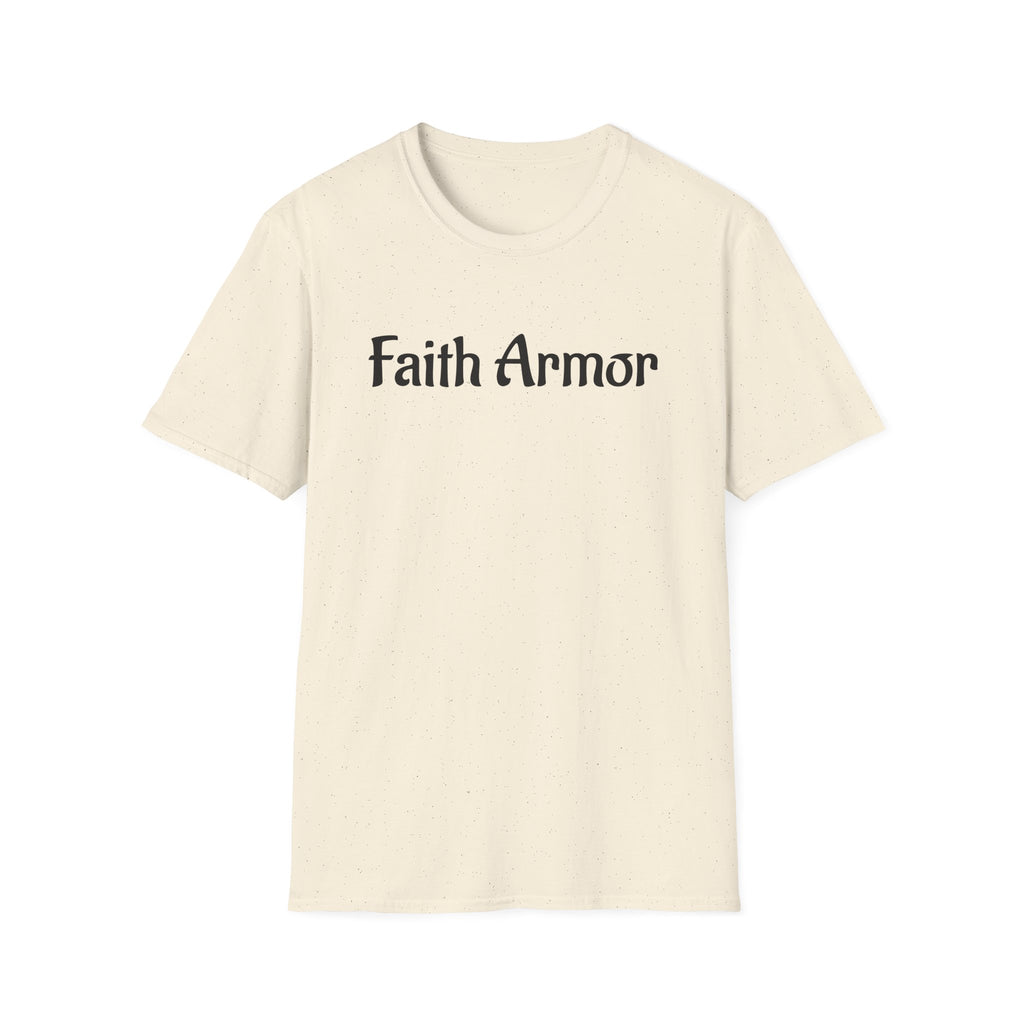 Minimalist White T‑Shirt with Subtle 'With Armor' Chest Text — Casual Everyday Tee