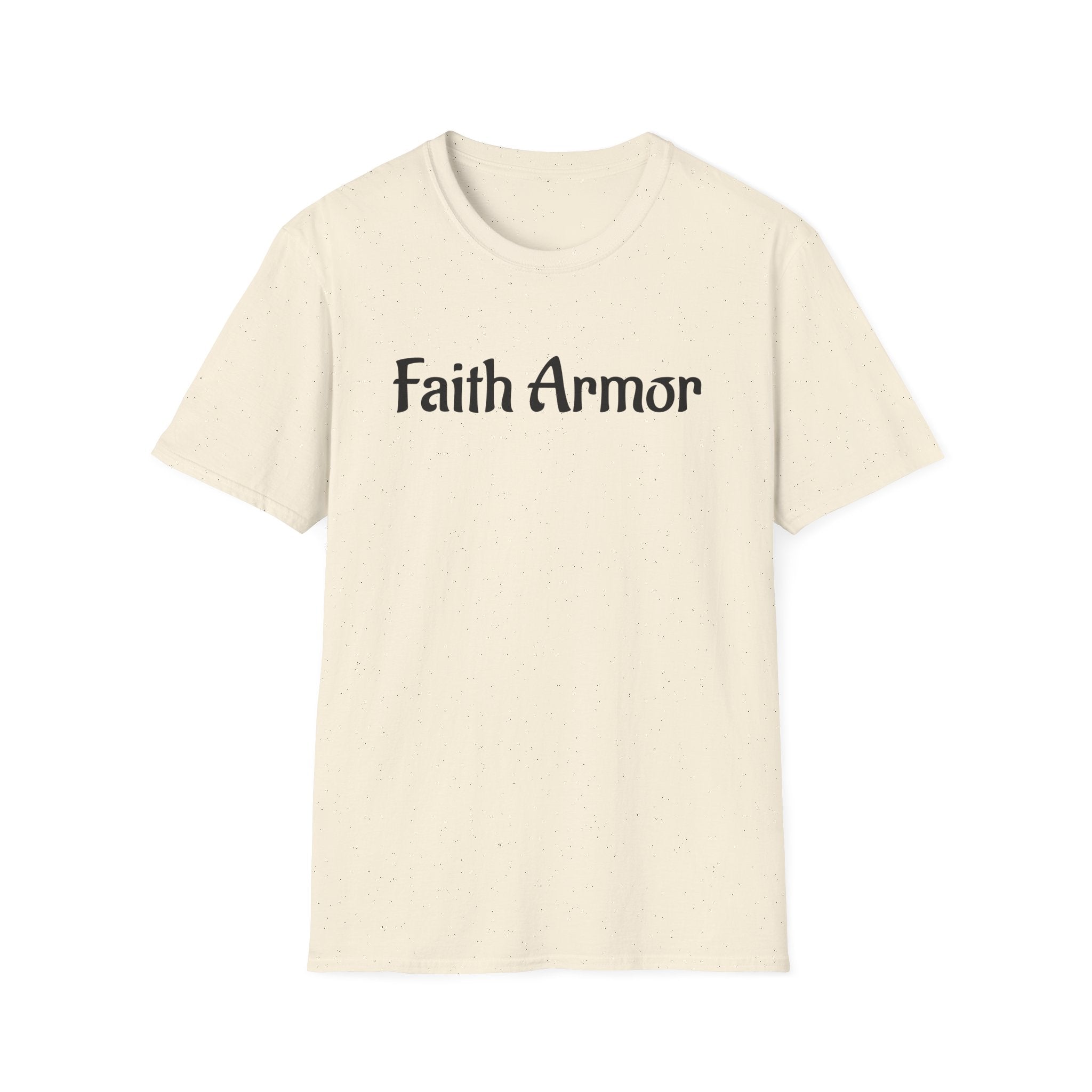 Minimalist White T‑Shirt with Subtle 'With Armor' Chest Text — Casual Everyday Tee