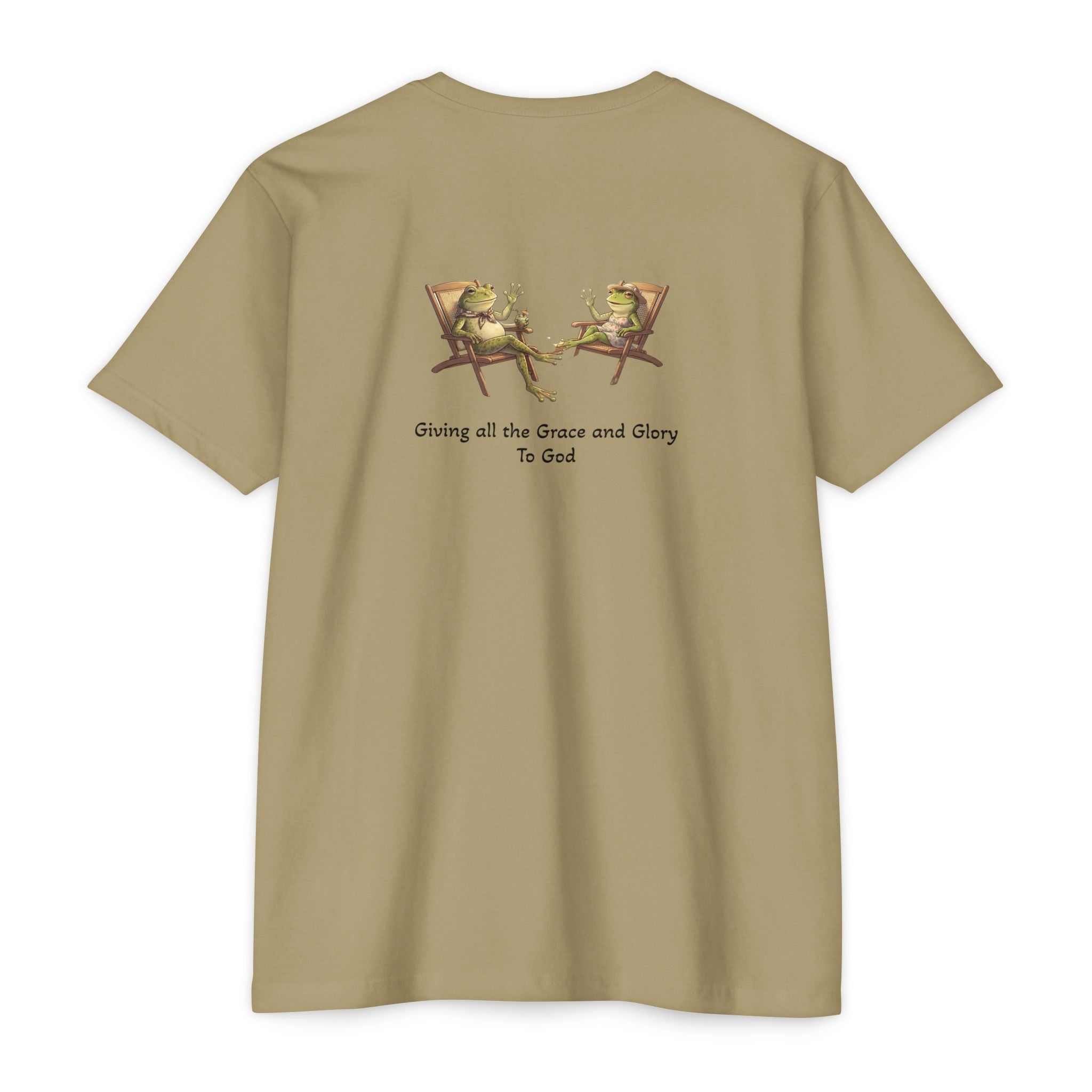 Christian Frog Relaxation Tee — "Giving all the Grace and Glory to God"