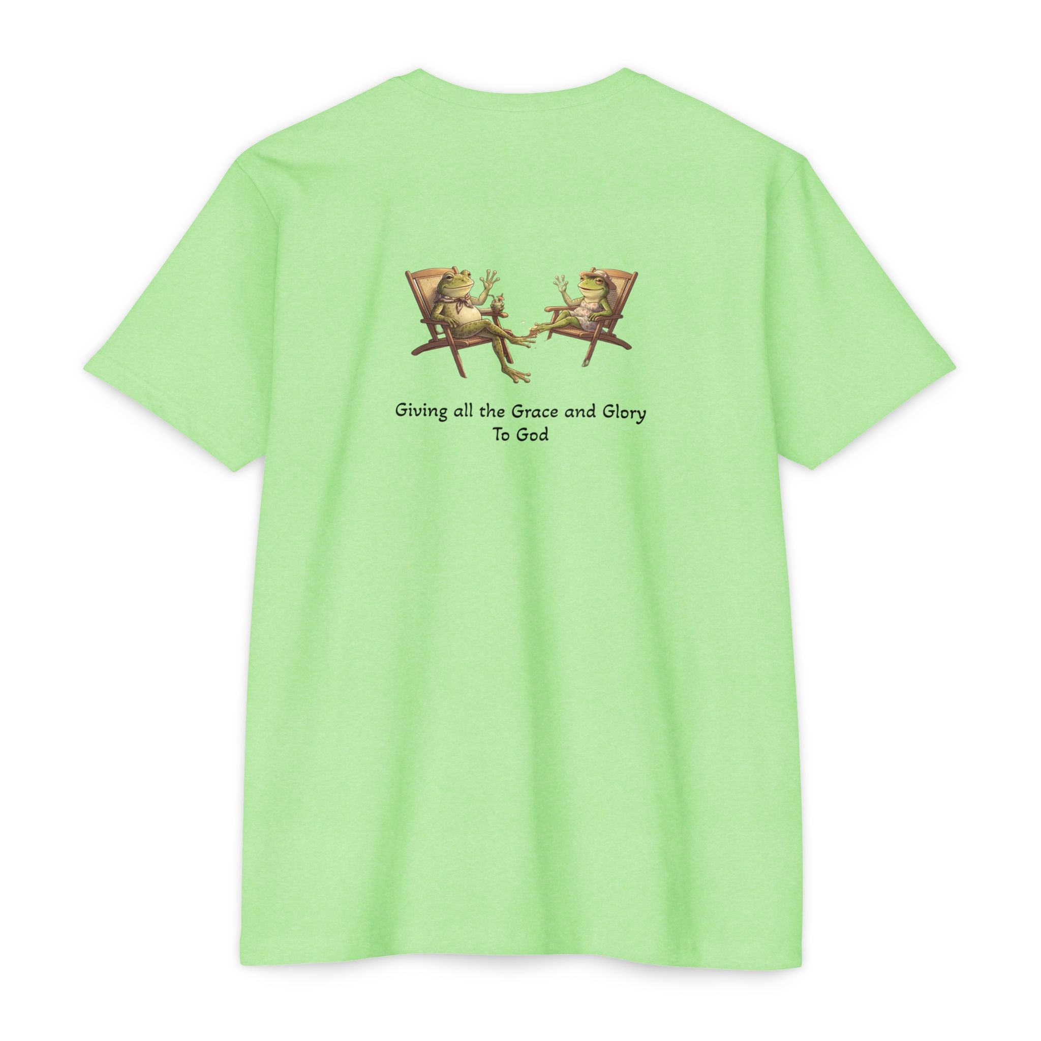Christian Frog Relaxation Tee — "Giving all the Grace and Glory to God"