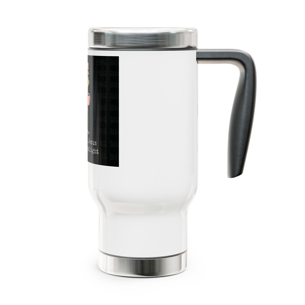 Travel Mug — Cute Frog with Pink Bow "First of All, Jesus Thinks I’m a Delight" Stainless Steel 14oz